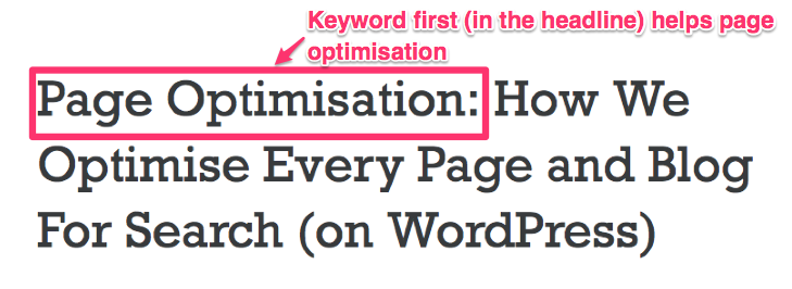 page optimisation headline 