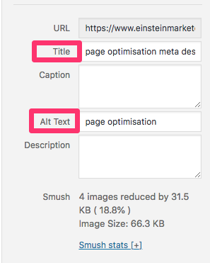 page optimisation images