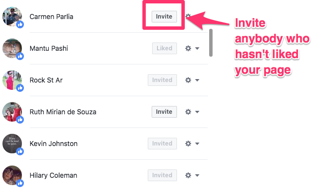 invite page likes from post likers