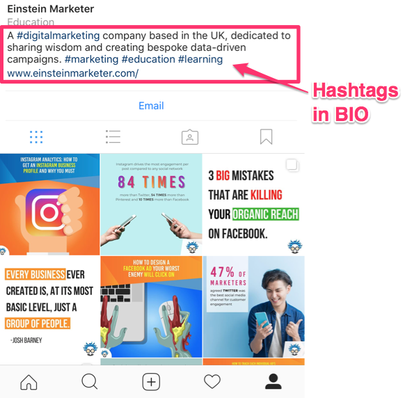 instagram hashtags bio