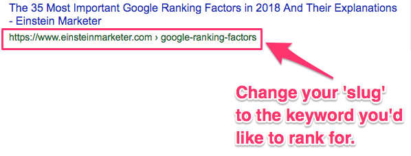 google ranking factors url slug