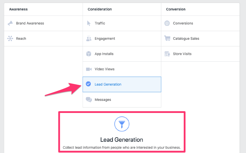 facebook ad campaign objectives guide lead generation