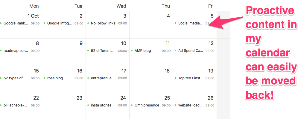 reactive content marketing content calendar